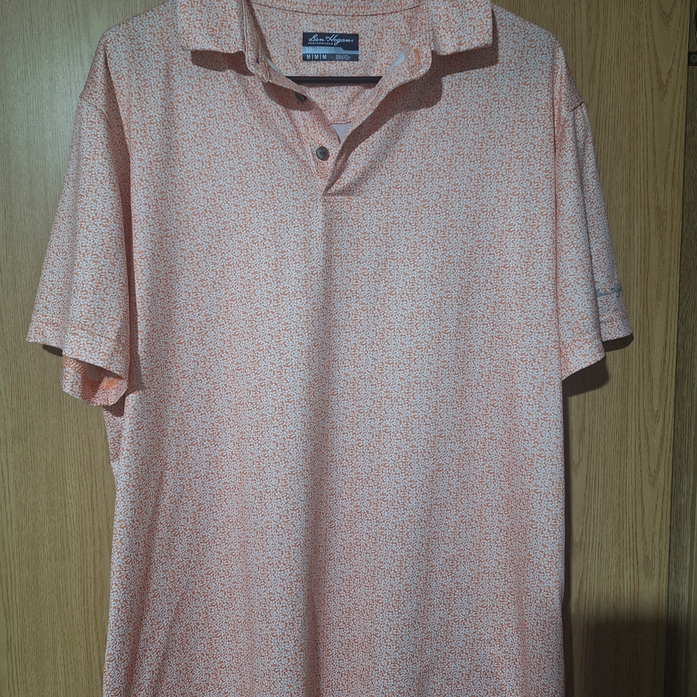 Ben Hogan Peach Mens Performance Floral Patterned Polo Shirt